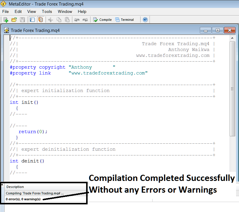 MT4 Commodity Trading Software Platform MetaEditor Programming Panel