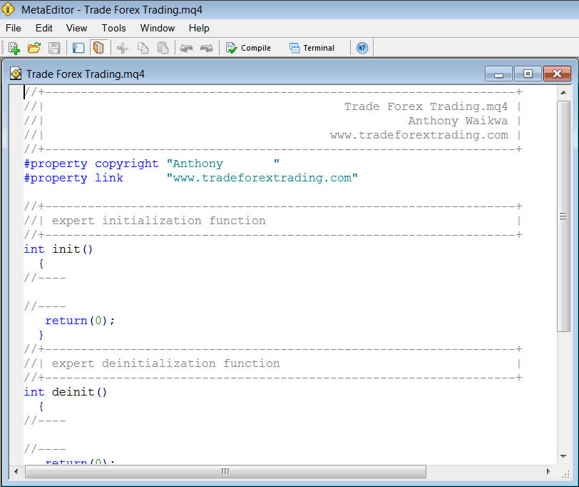 MT4 Commodities Trading Platform Software MetaEditor Environment