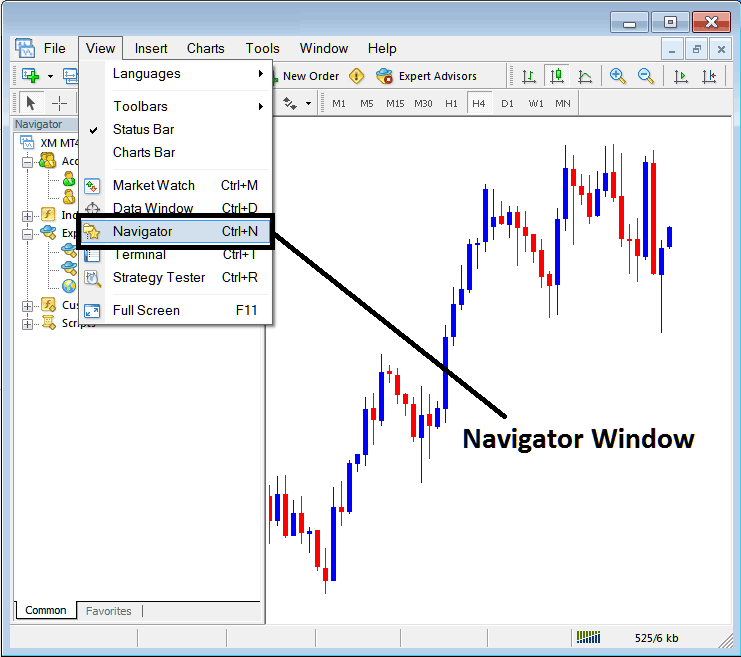 Trading MT4 Navigator Window Explained - MT4 Commodity Platform