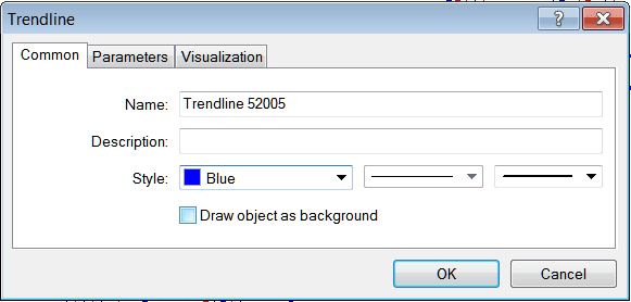 Energies Trend Line Editing Window for Editing Trendline Properties