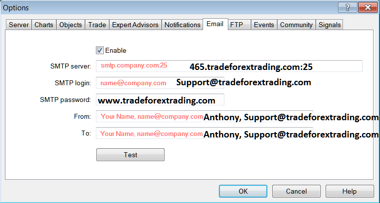 How to Setup Email MT4 Energies Trading Platform Alerts Settings on MT4 Platform