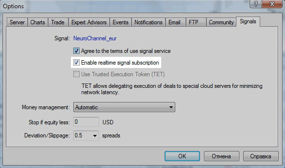 Trading Signals Service Subscription Settings in MT5 and MT4 Copy Energies Trading Signals Online