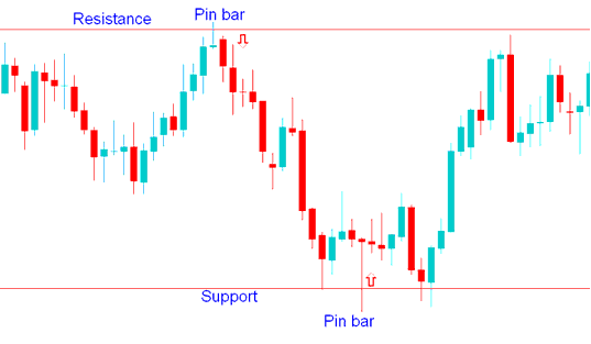 Pin Bar combined with Support and Resistance Levels