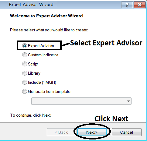 Window for Adding New Crude Oil Trading Expert-Advisor on MT4 Crude Oil Software - Adding Crude Oil Expert Advisor in MT4 Oil Software - MetaTrader 4 Oil Trading Software MetaEditor - How to Place Expert Advisors on MT4 Oil Software - MetaTrader 4 Oil Software Download - MT4 Oil Trading Software Setup – MT4 Oil Trading Platform Down Load